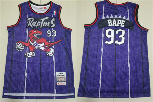 Mens Toronto Raptors #93 BAPE X MITCHELL NESS Hardwood Classics Swingman Jersey - Purple